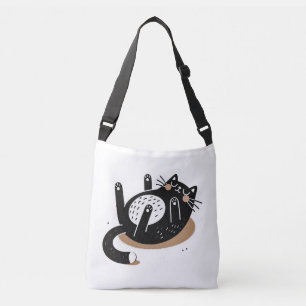 Bolsa Ajustável Gato Preto Branco Gato Preto Dormindo Belga