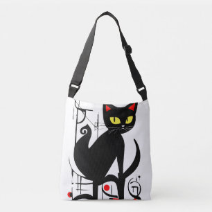 Bolsa Ajustável Gato Preto de Pintura abstrato