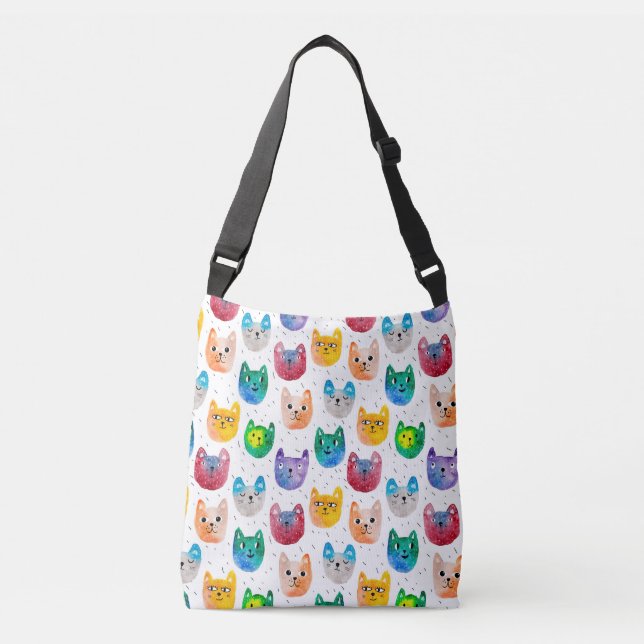 Bolsa Ajustável Gatos com aquarelas e amigos (Frente)