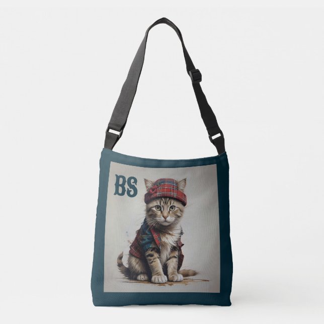 Bolsa Ajustável Gatos em Disguise Escocesa - gatos-tartã encantado (Frente)