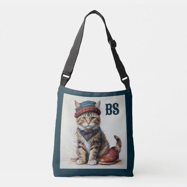 Bolsa Ajustável Gatos em Disguise Escocesa - gatos-tartã encantado (Frente)