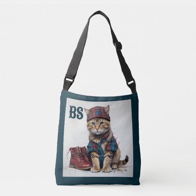 Bolsa Ajustável Gatos em Disguise Escocesa - gatos-tartã encantado (Frente)