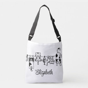 Bolsa Ajustável Gatos Fofos Pendurados Nome Personalizado