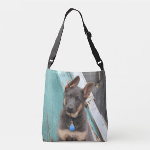 Bolsa Ajustável German shepherd azul e torto