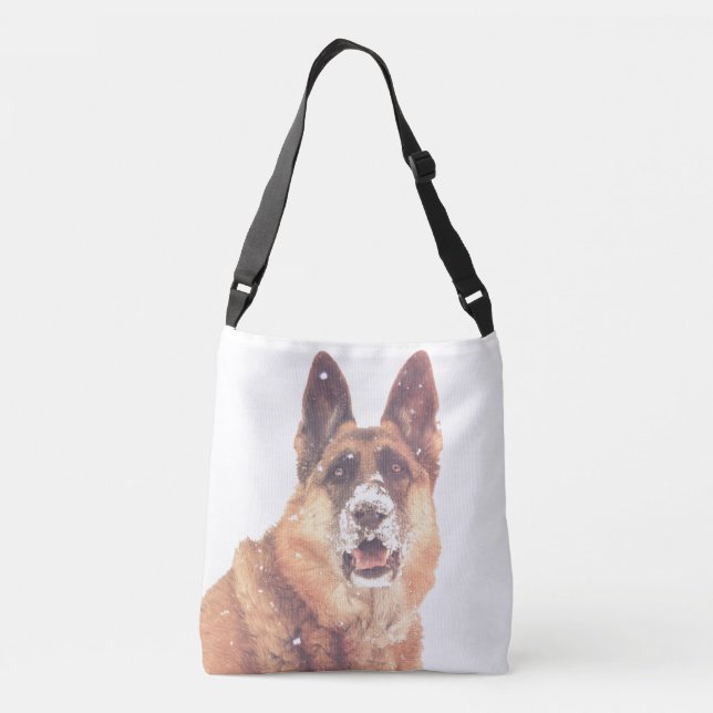 Bolsa Ajustável German shepherd lindo na neve (Verso)