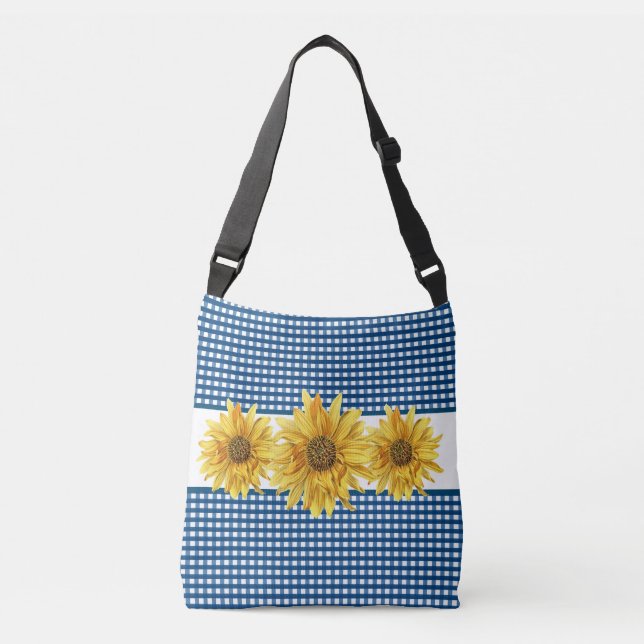 Bolsa Ajustável Ginga Azul-Marinho com Girassóis (Frente)