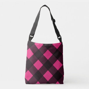Bolsa Ajustável Gingham de Xadrez Rosa Preto