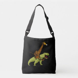 Bolsa Ajustável Giraffe Andando Em T-Rex Dinossaur Animais Engraça