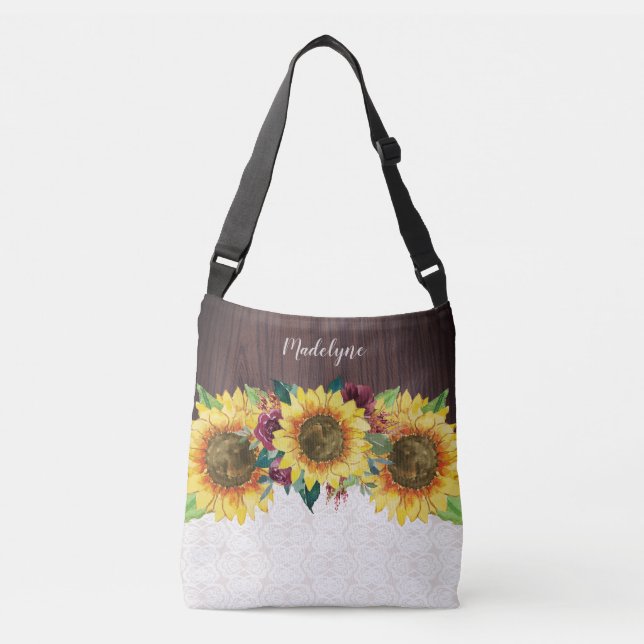 Bolsa Ajustável Girassóis Borgonha Floral (Frente)