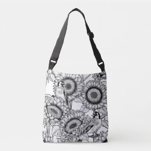 Bolsa Ajustável Girassóis e coxas douradas a preto e branco