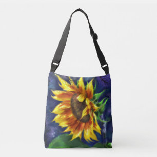 Bolsa Ajustável Girassol na Noite Amarelo Azul Flor Floral
