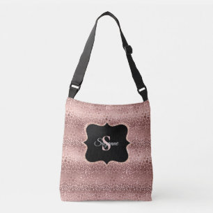 Bolsa Ajustável Glitter Leopard Monograma Dourado Rosa