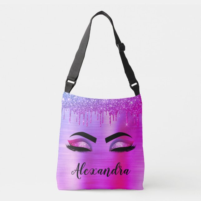 Bolsa Ajustável Glitter Roxo Eyelashes Eyelashes Monograma (Frente)