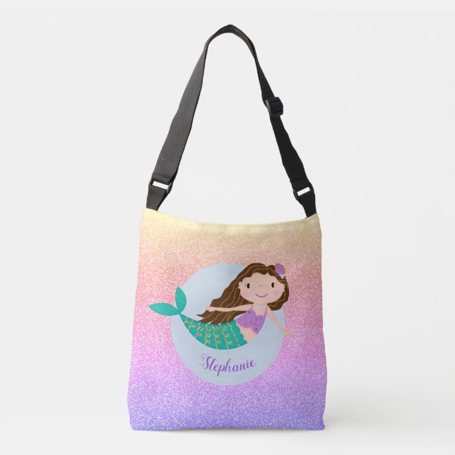 Bolsa Ajustável Glitter Sereia Bastante Personalizado (Frente)