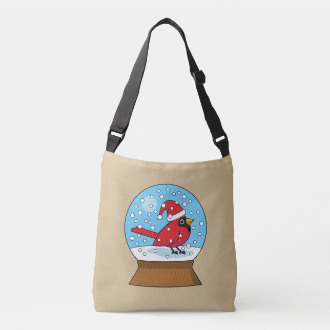 Bolsa Ajustável Globo de Neve com Cardeal Vermelho Bonito (Frente)