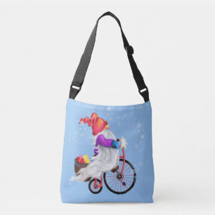 Bolsa Ajustável Gnome engraçado com bicicleta e presentes - Feliz 
