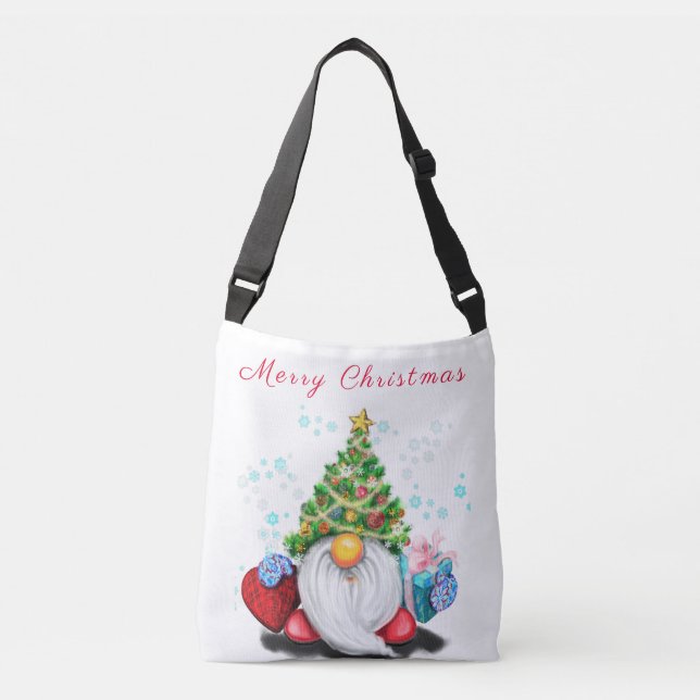 Bolsa Ajustável Gnomo bonitinho com chapéu de árvore de Natal e pr (Frente)