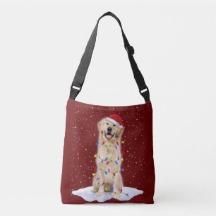 Bolsa Ajustável Golden retriever Santa Christmas Tree Lights Xmas