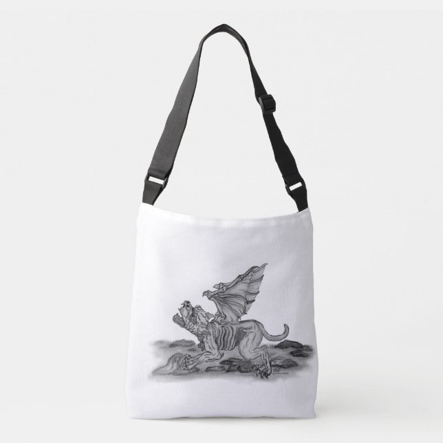 Bolsa Ajustável Golem Gargoyle, design preto e branco (Frente)