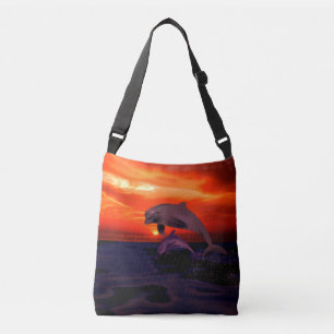 Bolsa Ajustável Golfinhos Salpicantes Marítimos Laranja Sunset