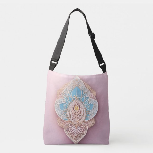 Bolsa Ajustável Gradientes rosa e azul bebê arte de IA (Frente)