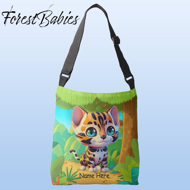 Bolsa Ajustável Gráfico de Cartoons Safari para Crianças de Vida S (Tiger ForestBabies Crossover Bag - Front)