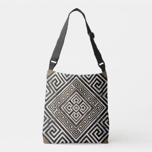 Bolsa Ajustável Greek Meander - Greek Key Black and White Marble