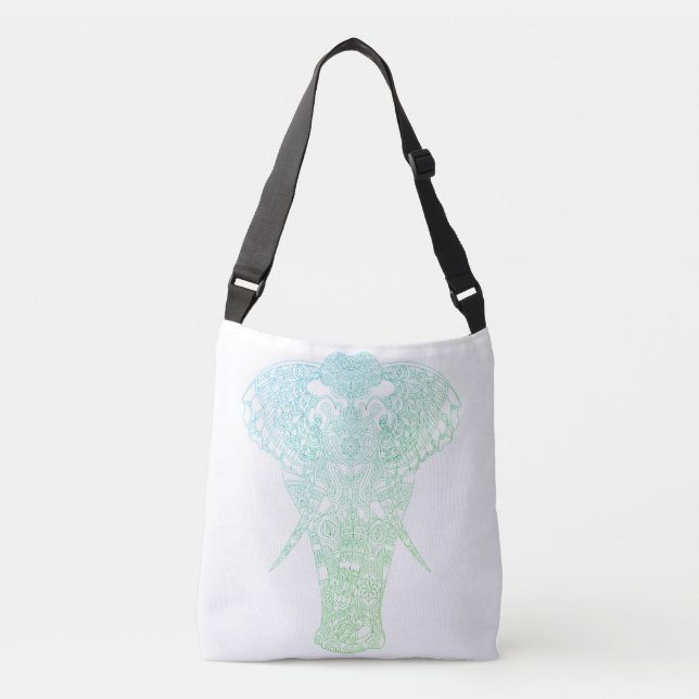 Bolsa Ajustável Green Aura Elephant Crossbody Bag (Frente)