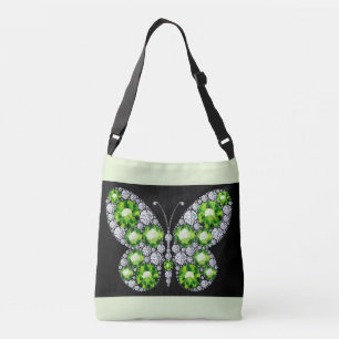Bolsa Ajustável Green Emerald e Diamond Butterfly Rhinestone
