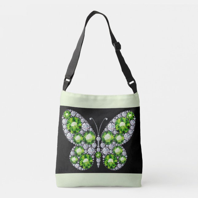 Bolsa Ajustável Green Emerald e Diamond Butterfly Rhinestone (Verso)