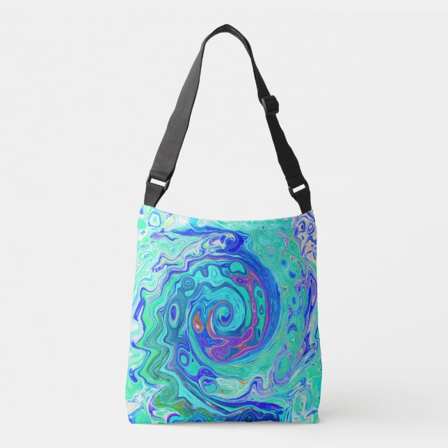 Bolsa Ajustável Groovy Abstrato Oceano Azul e Verde Líquido Redemo (Frente)