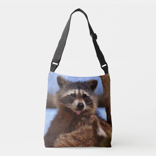 Bolsa Ajustável Guaxinim engraçado com a língua para fora (Frente)