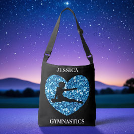 Bolsa Ajustável Gymnastics Girl Black with Teal Sequin Heart