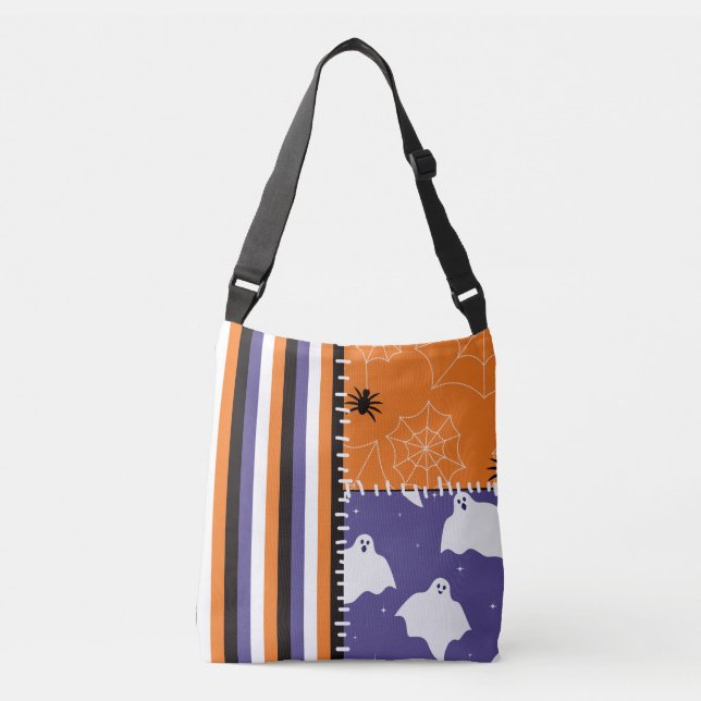 Bolsa Ajustável Halloween Patchwork Stripes Ghosts (Frente)
