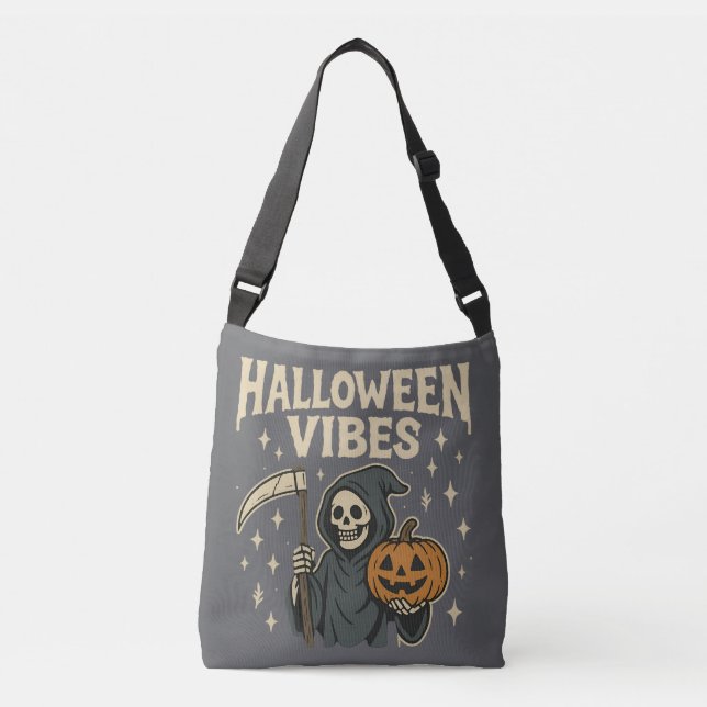 Bolsa Ajustável Halloween Vibes Reaper - Cinza (Frente)