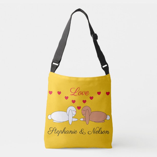 Bolsa Ajustável Happy, Loving Rabbits: Yellow (Frente)