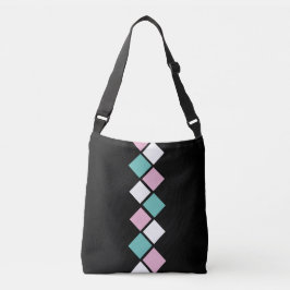 Bolsa Ajustável Harlequin Crossbody Bag (Preto, Aqua e Rosa)