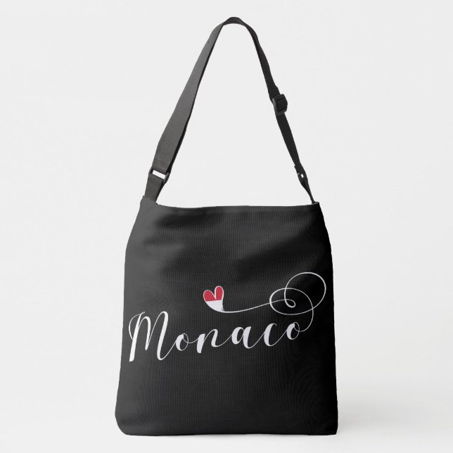 Bolsa Ajustável Heart Mônaco, Mônaco Flag, eu amo Mônaco (Verso)