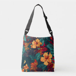 Bolsa Ajustável Hibisco Colorido, Floral Verde Amarelo Laranja