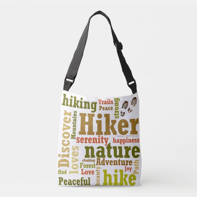 Bolsa Ajustável Hiker Caminhando Palavra Cloud Cross Body Bag (Frente)