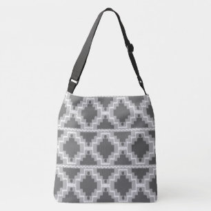 Bolsa Ajustável Ikat Aztec Tribal - Cinzas escuras e leves / Cinza