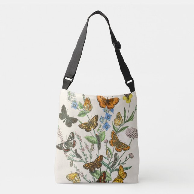 Bolsa Ajustável Illustração 1 das Borboletas e Flores (Frente)