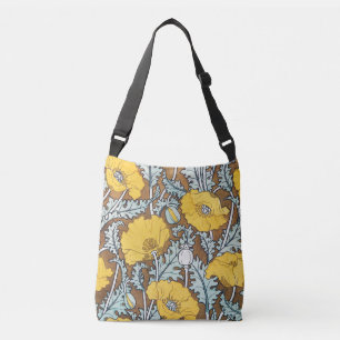 Bolsa Ajustável Ilustração Art Nouveau Amarela Flor de Papoula