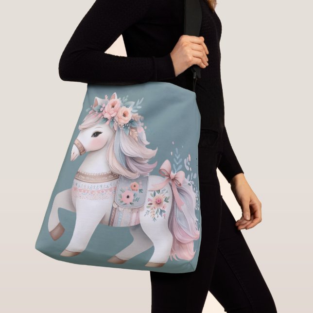 Bolsa Ajustável Ilustração da Fantasia Floral Pastel Horse (Close Up)