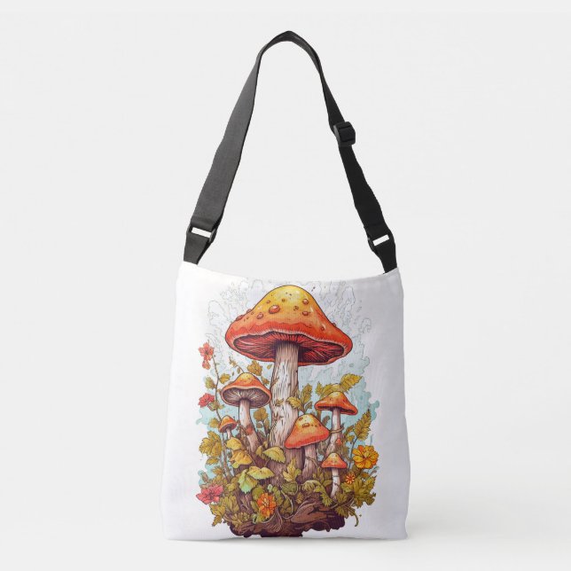 Bolsa Ajustável Ilustração da Floresta de Cogumelo Criativo (Frente)