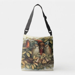 Bolsa Ajustável Ilustração da Natureza de Corujas e Fadas Elficas