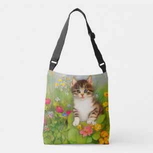 Bolsa Ajustável Ilustração de Gato de Sorriso de Vintage