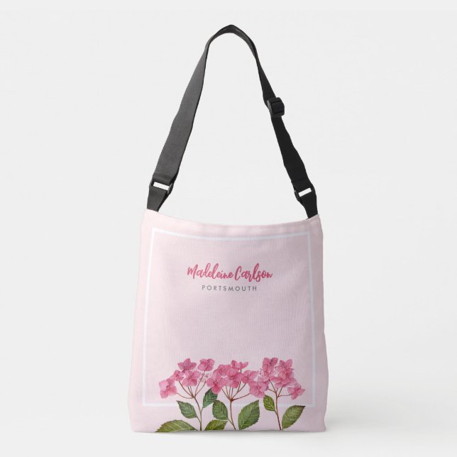 Bolsa Ajustável Ilustração de Lacecaps de Hydrangea Pink de Aquare (Frente)