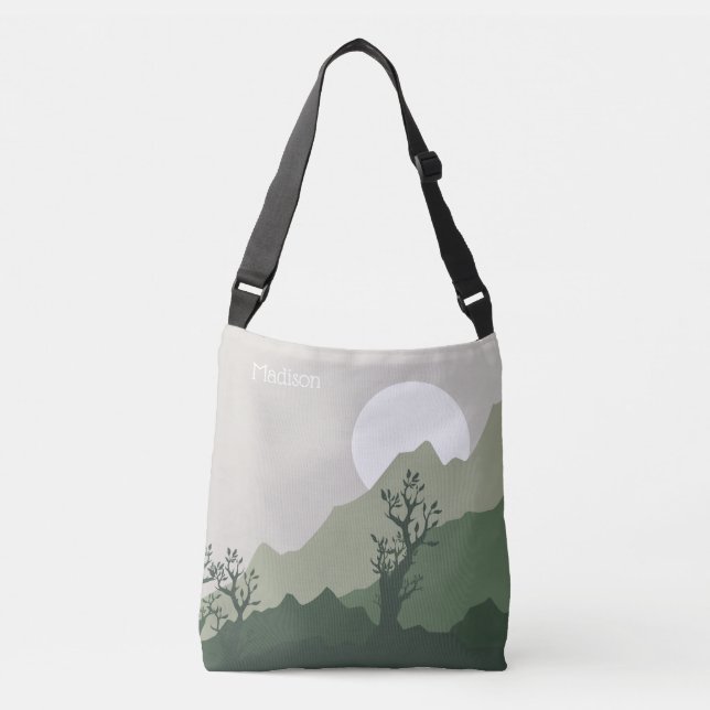 Bolsa Ajustável Ilustração de Natureza de Nome Personalizado (Frente)