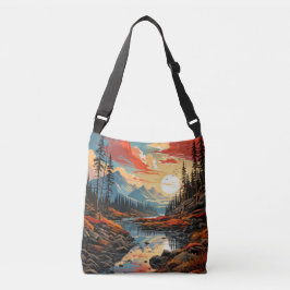 Bolsa Ajustável Ilustração de Paisagem Cêntica de outono Colorida
